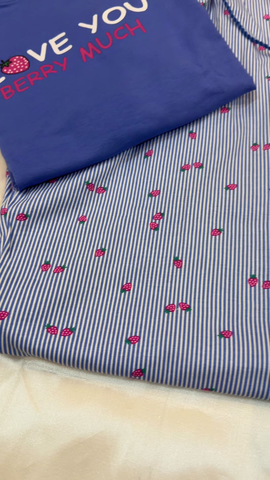 بيجامه الفراوله مقاسات كبيره- strawberry set